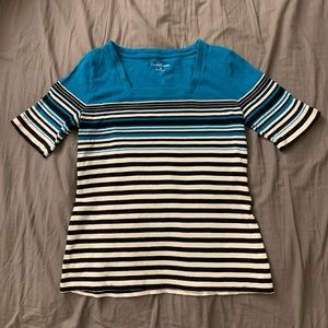 Women Striped Top Blue M